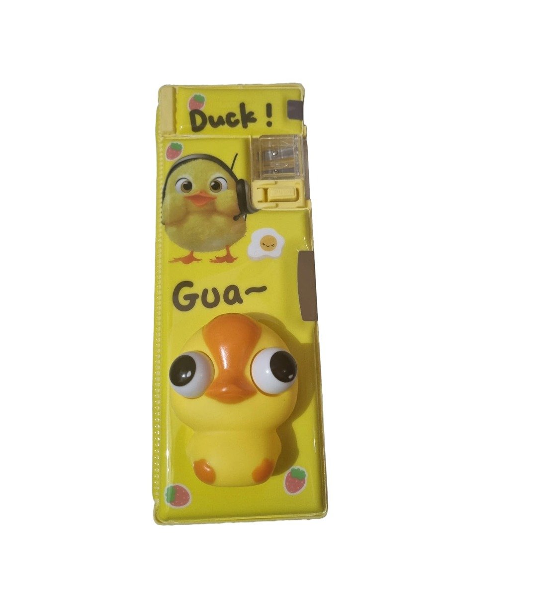 Super Duck Kids Pencil Case with Pop-Up Button and 3D Duck Design