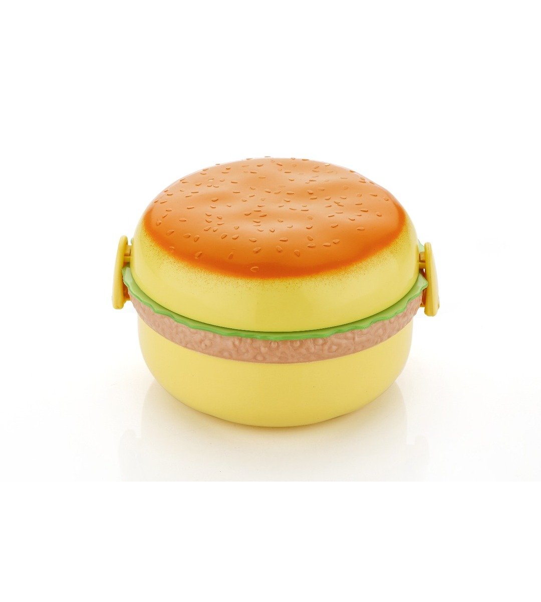 Kids' Burger-Shaped Lunch Box with Compartments and Cutlery Set
