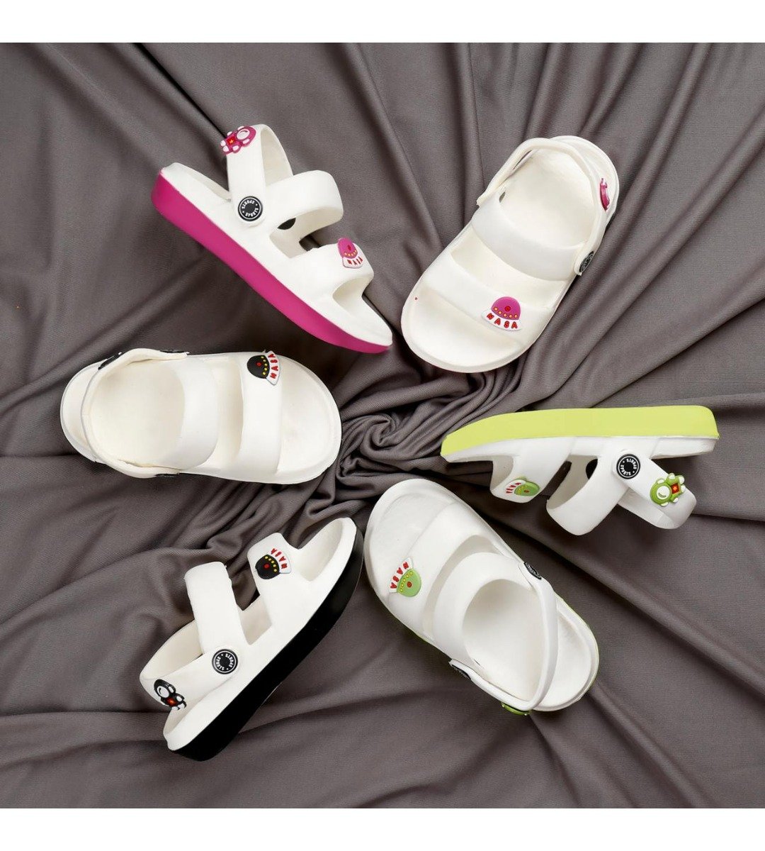 Kids' White Space-Themed Sandals with Adjustable Straps (Size 18-27)
