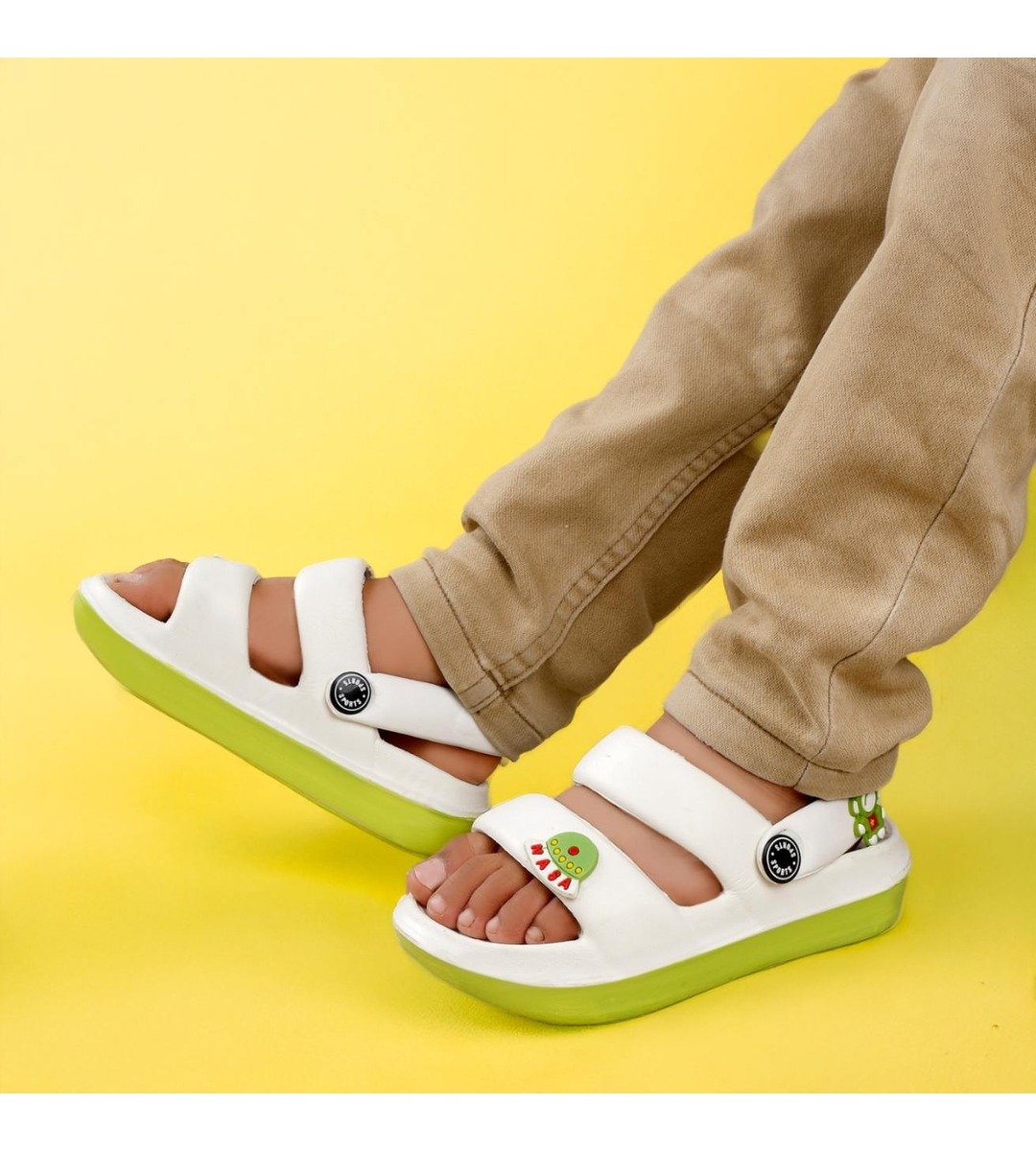 Kids' White Space-Themed Sandals with Adjustable Straps (Size 18-27)